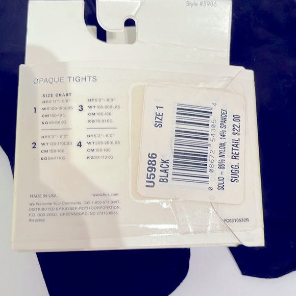 Hue 2-Pack lack Tights Size 1 (Brand new) - Picture 2 of 2